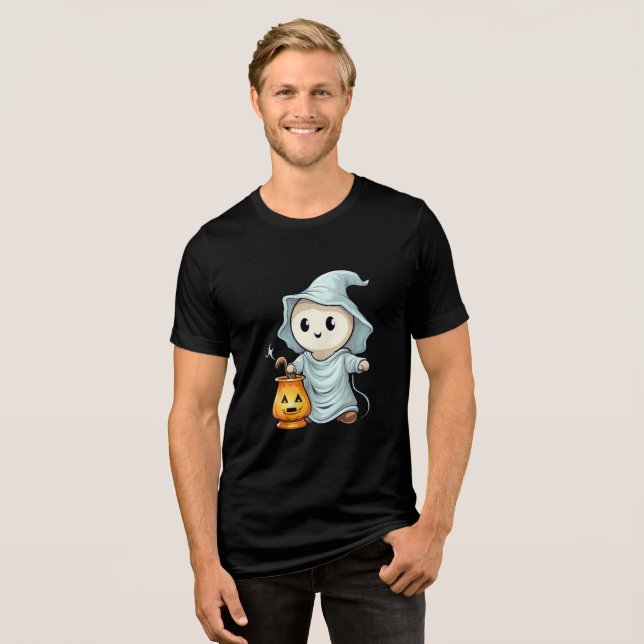 Camiseta Adorable Ghost with Pumpkin Lantern (Frente Completa)