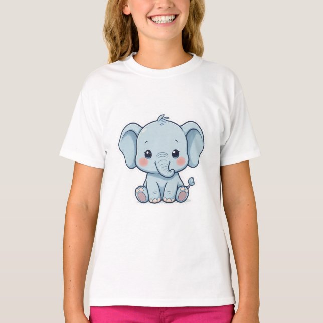 Camiseta Adorable Kawaii Chibi Baby Elephant (Frente)