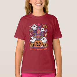 Camiseta Adorable Kawaii Halloween | Happy Ghost & Pumpkins