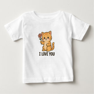 Camiseta Adorable Kitten Holding Flower – I LOVE YOU Cute 
