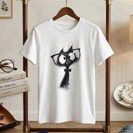 Camiseta Adorable Nerd Cat with Glasses & Bowtie Women's