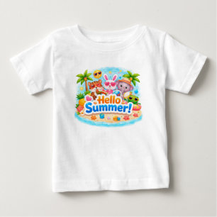 Camiseta Adorable Olá Verão Animais da Praia Design