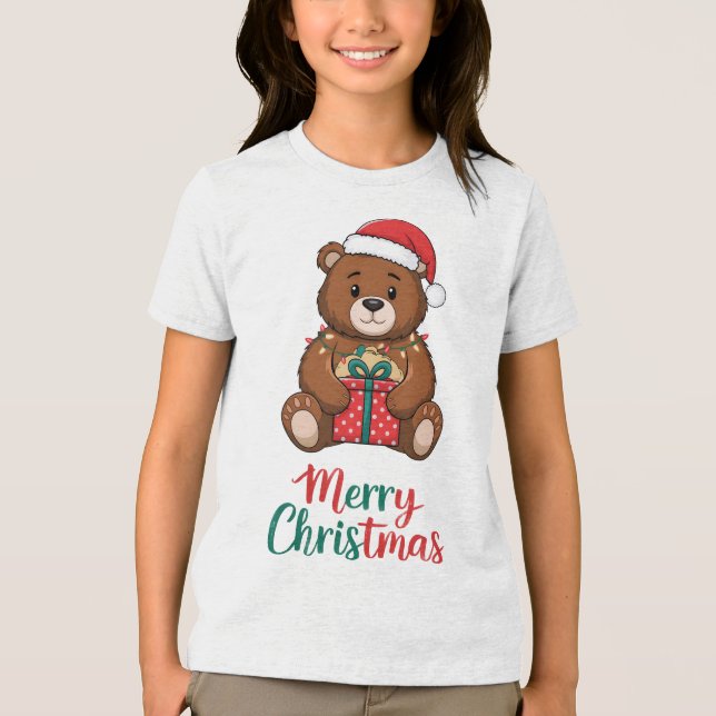 Camiseta Adorable ours de noël - Merry Christmas (Frente)