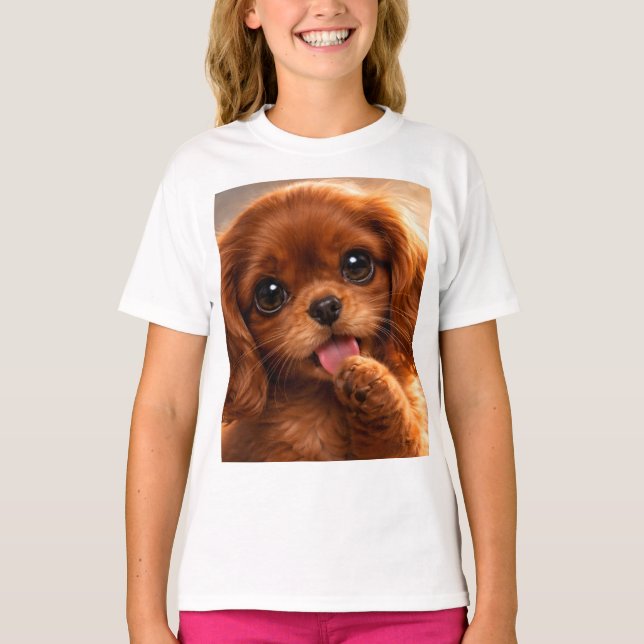 Camiseta Adorable Ruby Cavalier Spaniel (Frente)