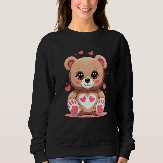 Camiseta Adorable Teddy Bear with Hearts Romantic Valentine (Frente)