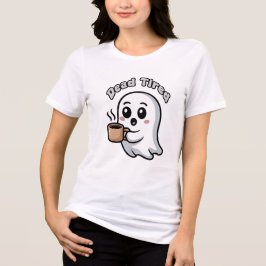 Camiseta Adorable Tired Ghost Holding Coffee Mug