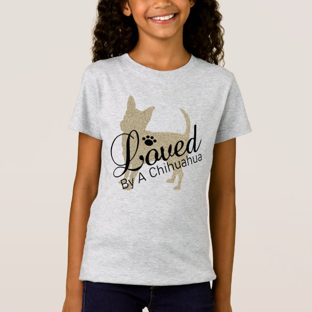 Camiseta Adorado Por Uma Chi De Meninas Chihuahua (Frente)