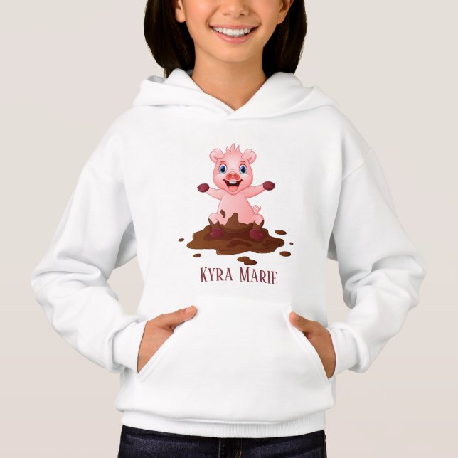 Camiseta adoradores de porcos bonitos adicionam nome Hoodie (Frente)