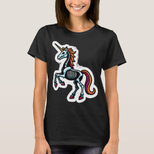 Camiseta Adoradores de Unicórnio Esqueleto Engraçado Fantas