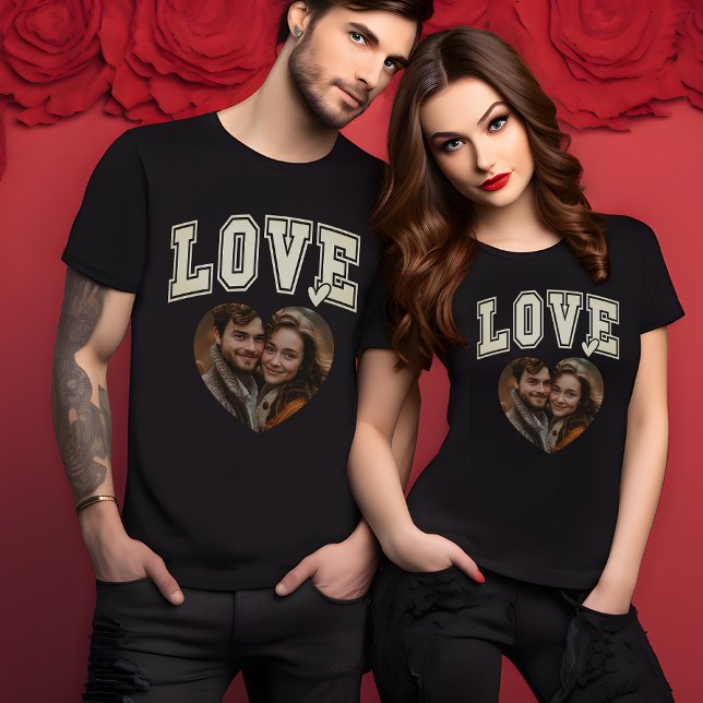 Camiseta Adorando Namorados personalizado mulheres fotográf (Loving Custom Valentine Heart Photo womens T-Shirt)