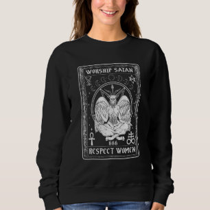 Camiseta Adorar Satanás Respeitar Mulheres I Carta Tarô Sat