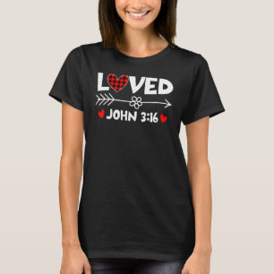 Camiseta Adorava John 3 16 Dia de os namorados da Xadrez de