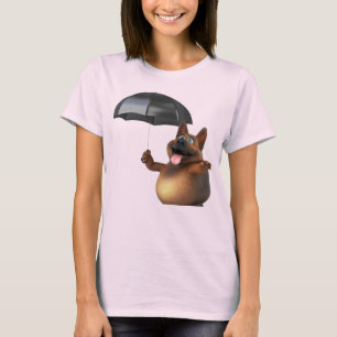 Camiseta Adoráveis Cães 3D Cujo Cachorro Com O Umbrella T