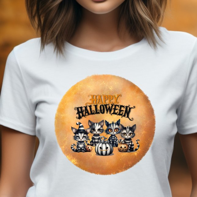 Camiseta Adoráveis Gatinhos de Halloween Destilados (Criador carregado)