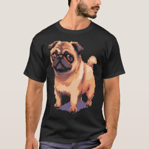 Camiseta Adoráveis Mops Bege - Pixel art