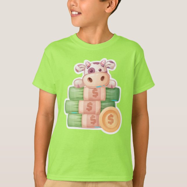 Camiseta Adoráveis Vaca Em Dinheiro Para Crianças T Shirt (Frente)