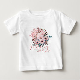 Camiseta Adorável Abóbora Floral Outono Bebê Menina Branco