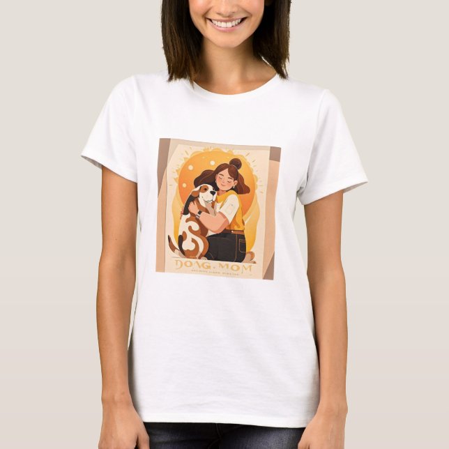 Camiseta Adorável abraço de garota e cachorro (Frente)