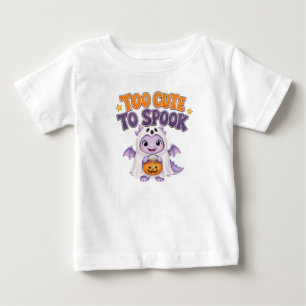 Camiseta Adorável Bebê Dragão Fantasma Roxo de Halloween