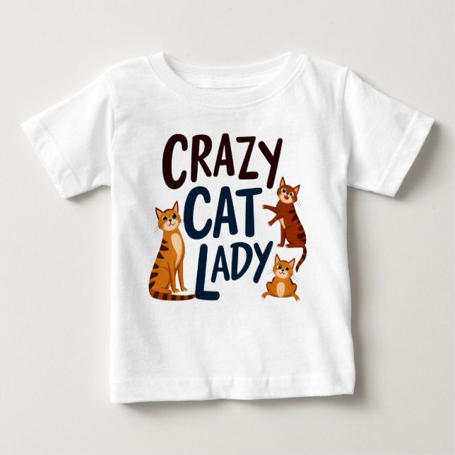 Camiseta Adorável Bebê - Gata Louca com Gatos Sassy (Frente)