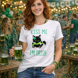 Camiseta Adorável Beije-me Sou Irlandês Kitten
