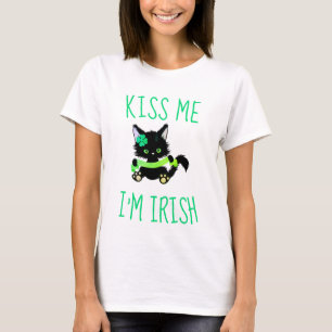 Camiseta Adorável Beije-me Sou Irlandês Kitten