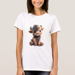 Camiseta Adorável Bezerro Fofinho e Felpudo Highland Touro 