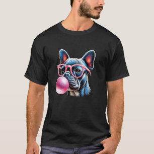 Camiseta Adorável Bulldog Francês Sopra uma Bolha Lindos Fr