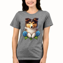 Adorável Cachorrinho com Flores Azuis