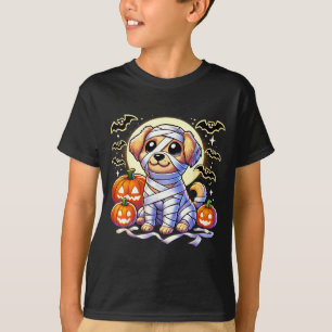 Camiseta Adorável cachorrinho embrulhado em múmia no Hallow