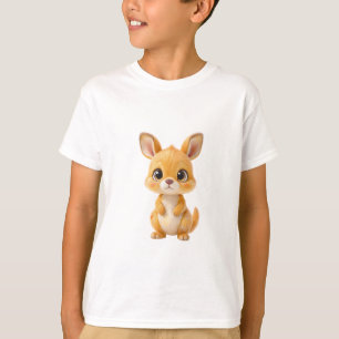 Camiseta Adorável canguru-cria de desenho animado dourado p