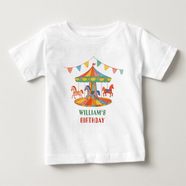 Camiseta Adorável Carousel Birthday (Frente)