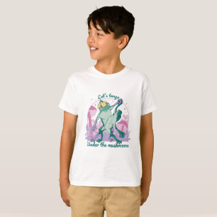 Camiseta Adorável Casal de Rãs com Cogumelos Dança