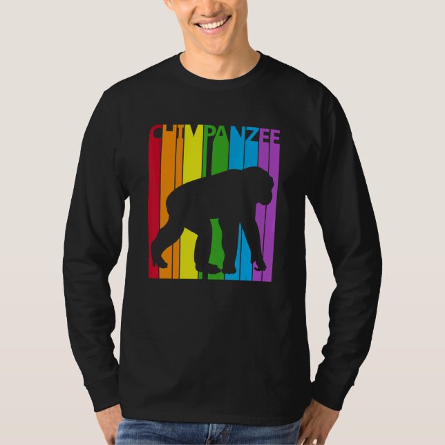 Camiseta Adorável chimpanzé animal do arco-íris (Frente)