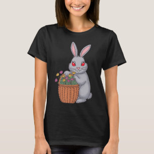 Camiseta Adorável Coelho de Páscoa Chapado Com Cesto De Flo
