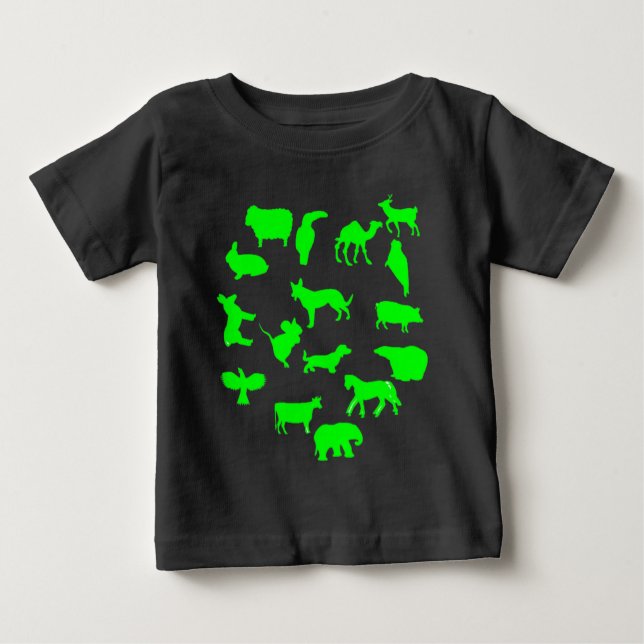 Camiseta Adorável Colagem Animal Bebê Roupa Perfeita Presen (Frente)