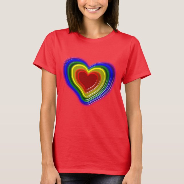 Camiseta adorável coração arco-íris (Frente)