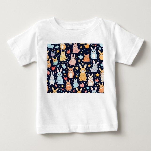 Camiseta Adorável de Animais Bebês em Pastel Suave (Frente)