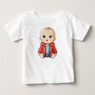 Camiseta Adorável de Bebê com Impressão de Bebê Bo