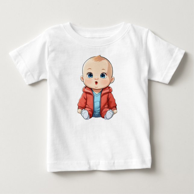 Camiseta Adorável de Bebê com Impressão de Bebê Bo (Frente)
