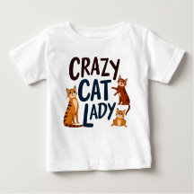 Camiseta Adorável de Bebê – Dona de Gato Maluca co