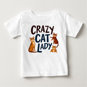 Camiseta Adorável de Bebê – Dona de Gato Maluca co