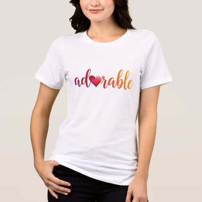 Camiseta "Adorável"-design1 por Maaya Impressões, Mulheres (Frente)