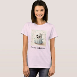 Camiseta Adorável Design de Amigo Fantasmagórico de Hallowe