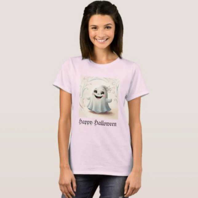 Camiseta Adorável Design de Amigo Fantasmagórico de Hallowe (Comfy tri-blend women’s tee feminine fit, scoop neck, short sleeves, relaxed fit.  

)
