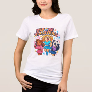 Camiseta Adorável Design de Garotas de Cartoon "Antes do Vo