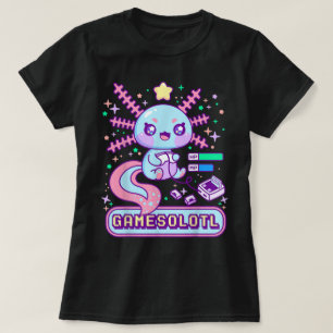 Camiseta Adorável Design Kawaii de Axolote Gamer