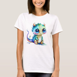 Camiseta Adorável Dragão Bebê Sentado no Solo
