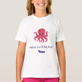Camiseta Adorável e Fofo Polvo Rosa Ilustração Kawaii