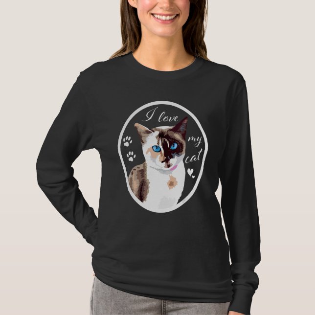 Camiseta Adorável Eu Amo Meu Gato (Frente)